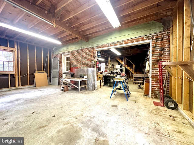 interior space featuring a workshop area