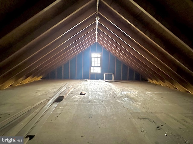 view of unfinished attic