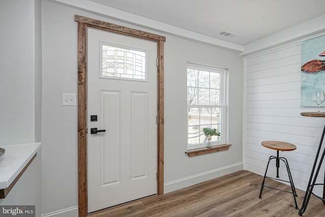 foyer featuring wood-type flooring