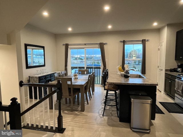 dining room featuring sink