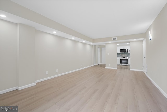 unfurnished living room with light hardwood / wood-style floors