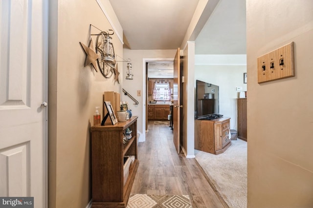 hall featuring light wood-type flooring