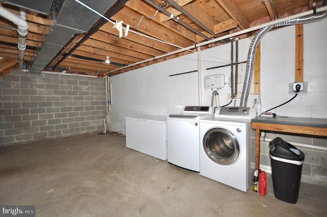 clothes washing area featuring washer and clothes dryer