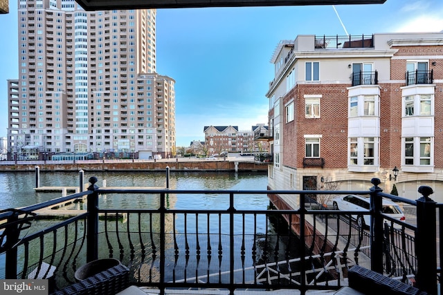 balcony with a water view