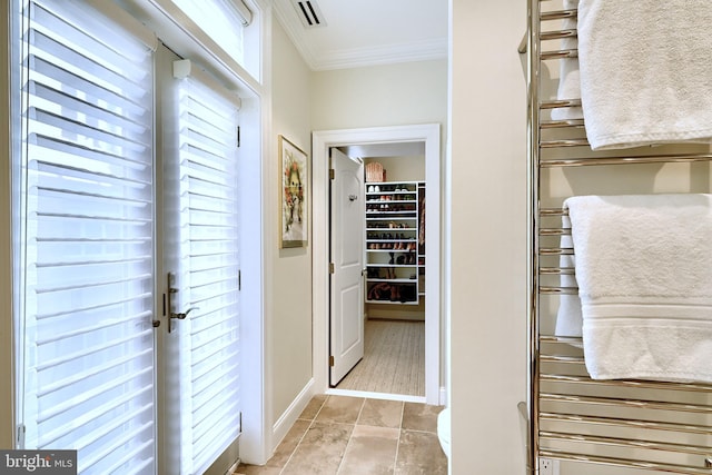 interior space with ornamental molding