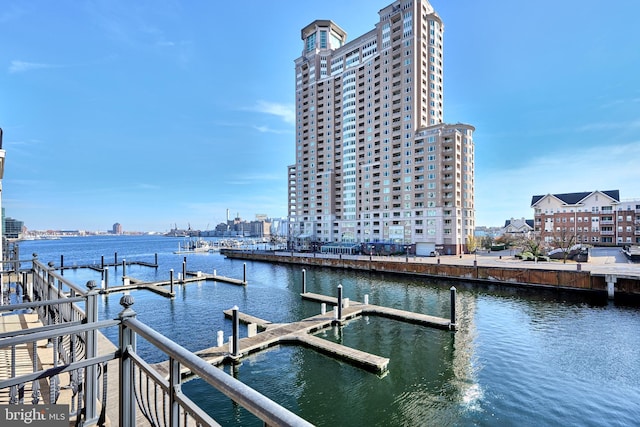 view of dock featuring a water view