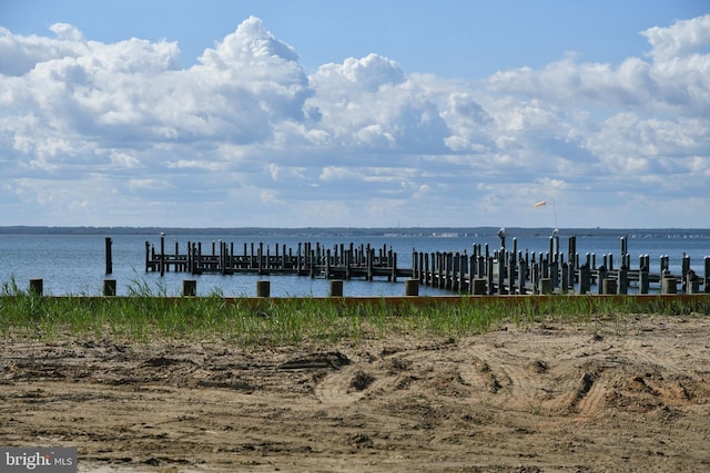 view of dock featuring a water view