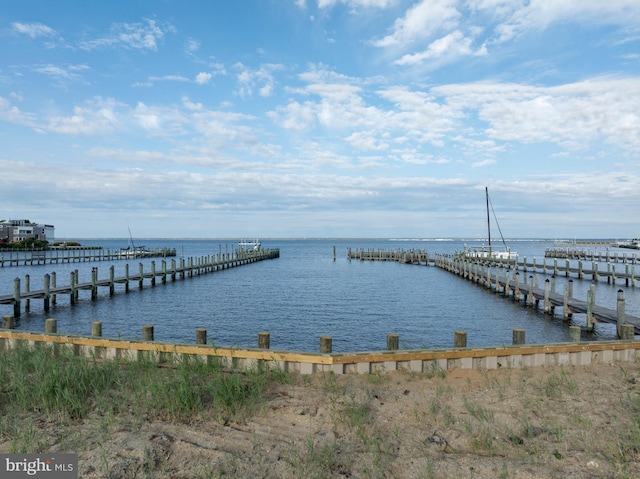 view of dock featuring a water view