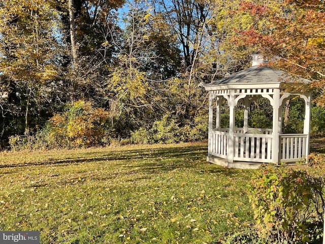 view of yard with a gazebo