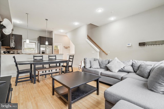 living room featuring light hardwood / wood-style floors