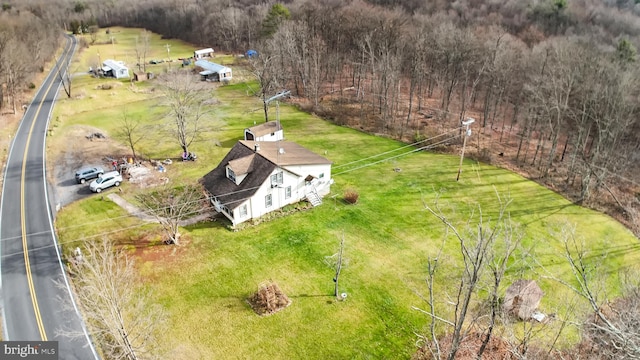 aerial view featuring a rural view