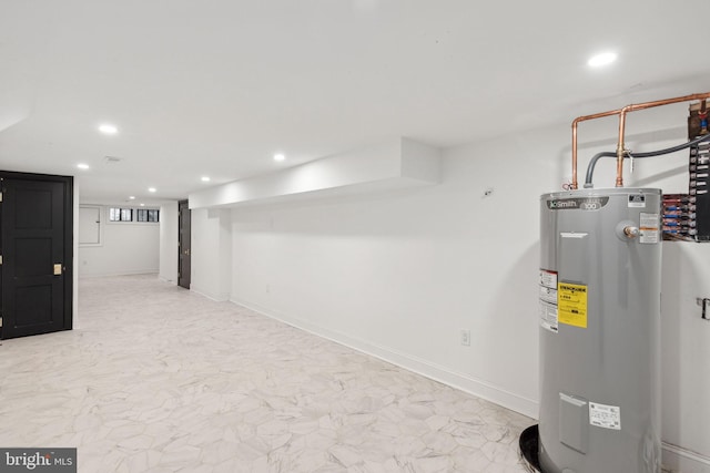 basement with electric water heater