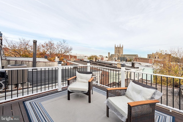 balcony featuring central AC