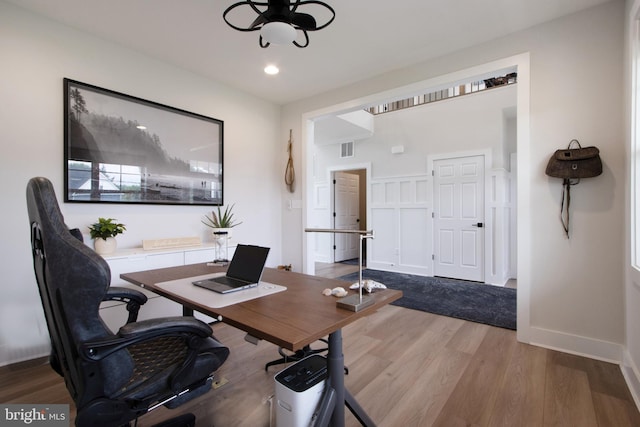 office featuring light hardwood / wood-style floors