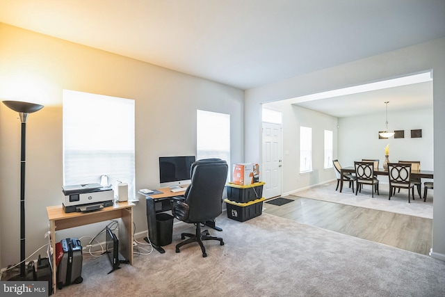 office space with hardwood / wood-style flooring