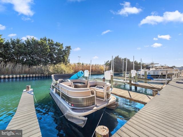 dock area featuring a water view