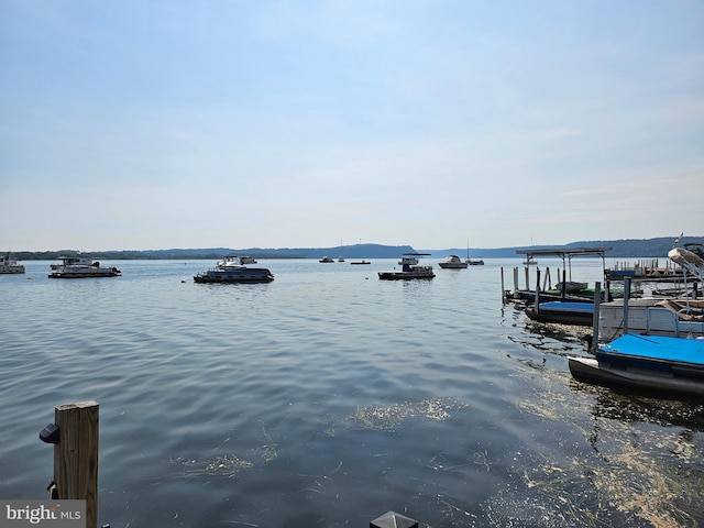 property view of water featuring a dock