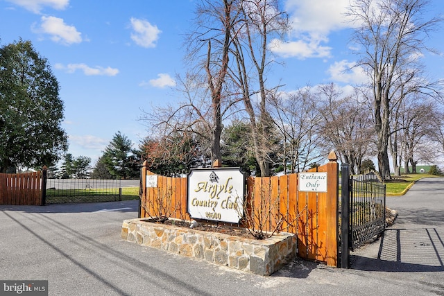 view of community sign