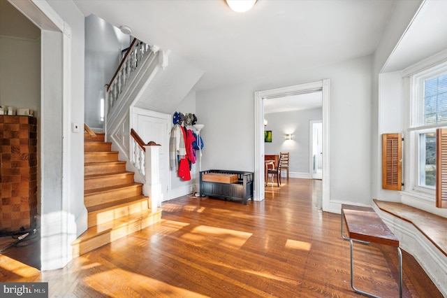 entrance foyer with hardwood / wood-style flooring