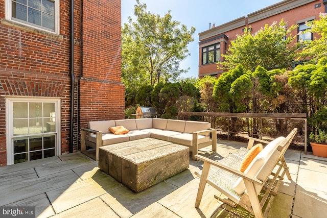 view of patio with an outdoor living space