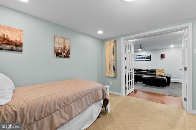 bedroom featuring light hardwood / wood-style flooring