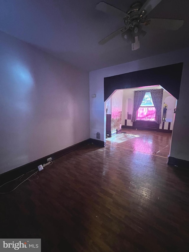 bonus room featuring hardwood / wood-style flooring and ceiling fan