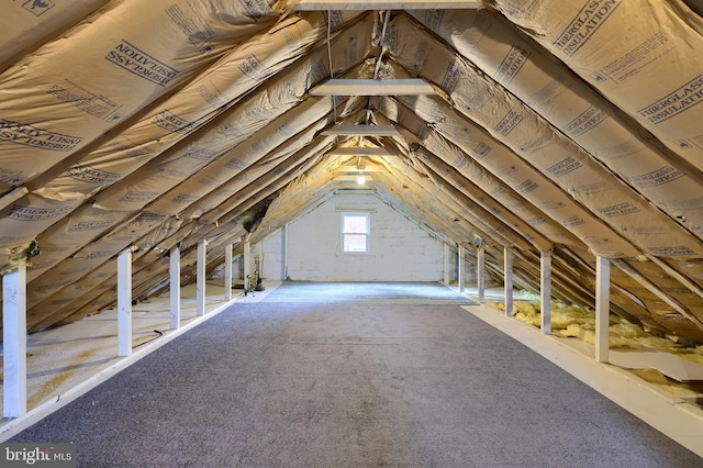 view of unfinished attic