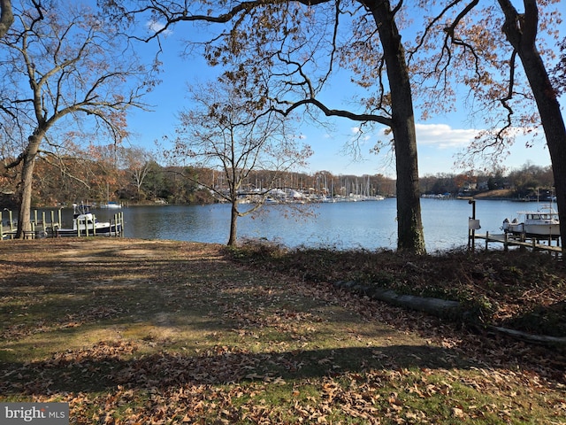 view of dock featuring a water view