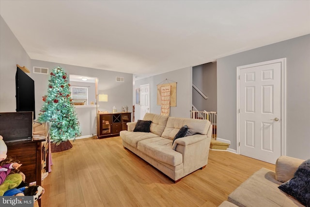 living room featuring light hardwood / wood-style flooring