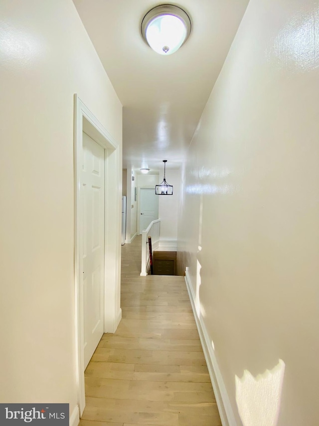 hall with light hardwood / wood-style flooring