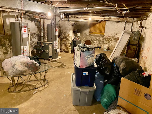 basement with water heater