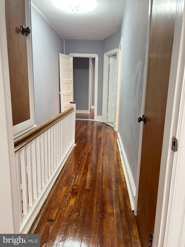 hallway featuring dark hardwood / wood-style floors