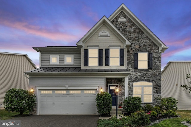 view of front facade featuring a garage