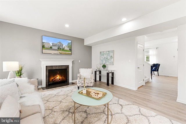 living room featuring light hardwood / wood-style floors