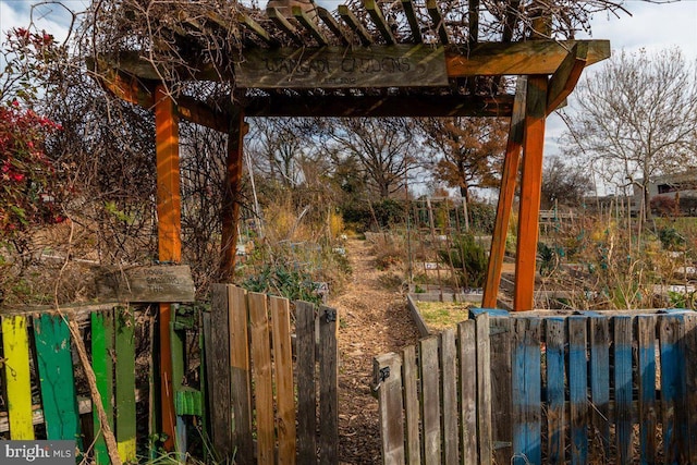 view of yard with a pergola