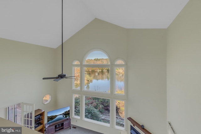 interior details with ceiling fan