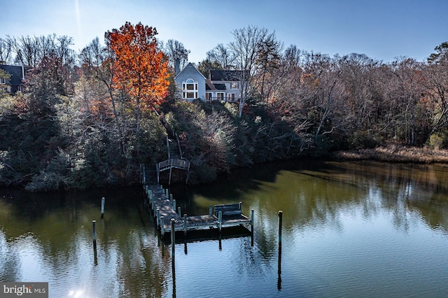 view of dock featuring a water view