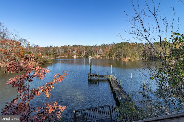 dock area featuring a water view