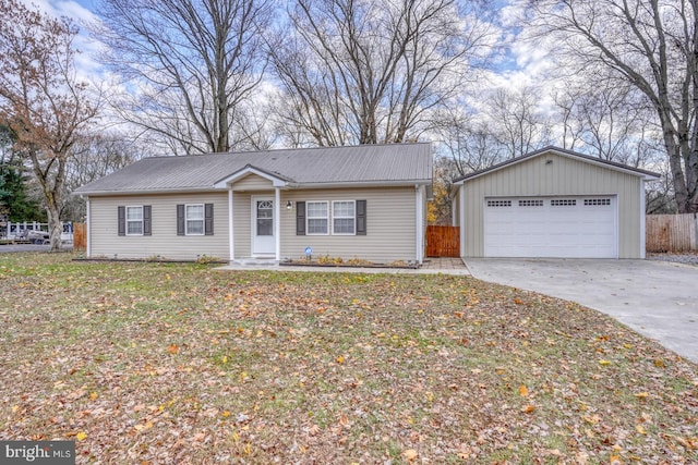 single story home with a garage