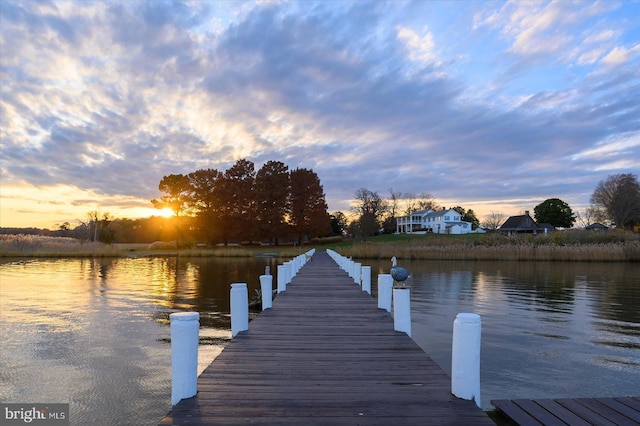 view of dock featuring a water view