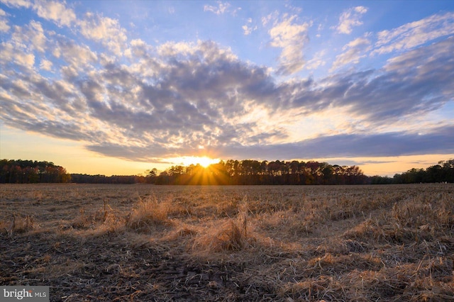 nature at dusk featuring a rural view