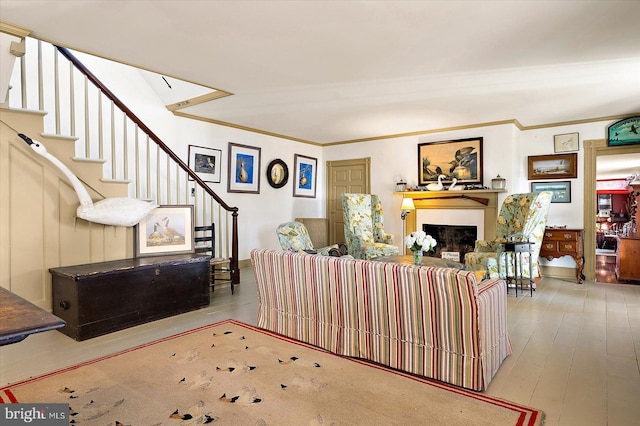 living room featuring light wood-type flooring