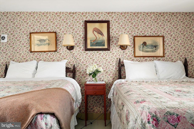 bedroom featuring tile patterned floors