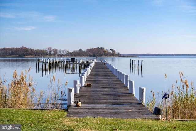 view of dock featuring a water view