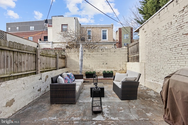 view of patio with an outdoor living space