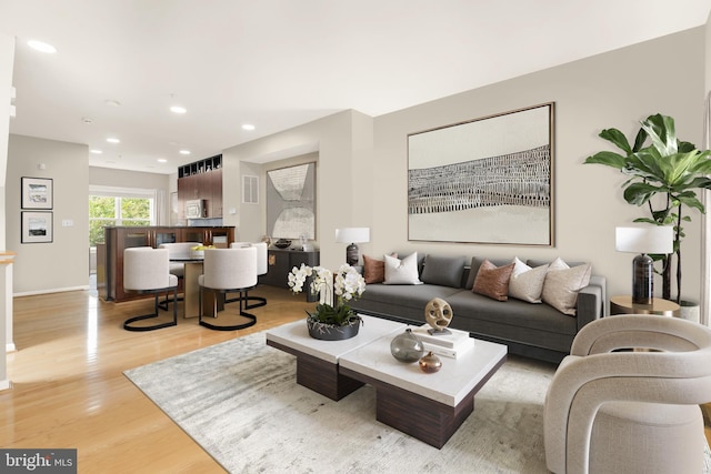 living room featuring light hardwood / wood-style flooring