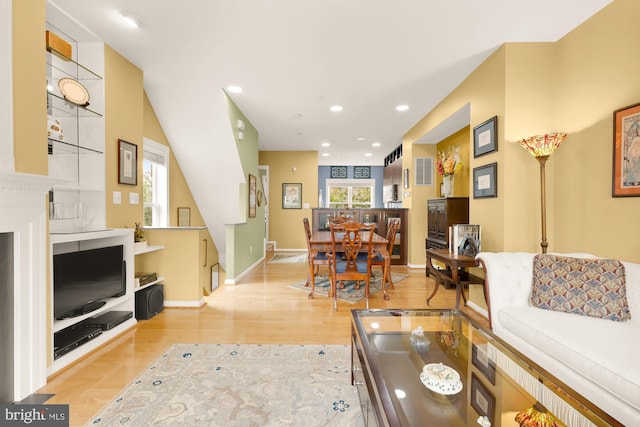 living room featuring light hardwood / wood-style flooring