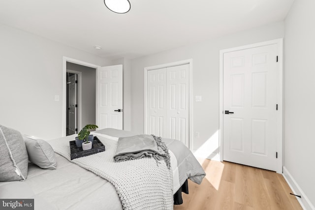 bedroom with hardwood / wood-style floors