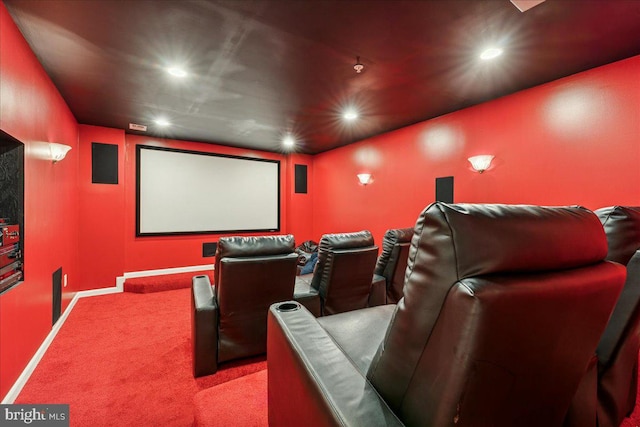 view of carpeted home theater room