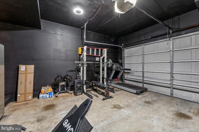 garage with a garage door opener